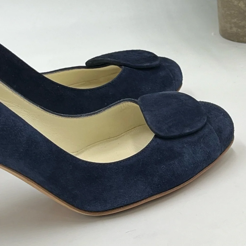Rupert Sanderson‎ Blue Suede 3” Pumps Heels Sz 35.5/US 5